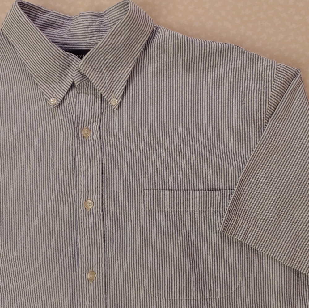 Lands' End Striped Short Sleeve Button Shirt